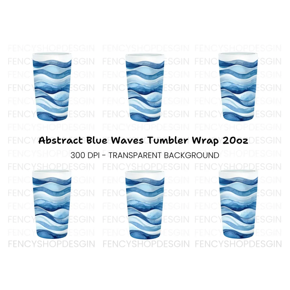Blue Waves Tumbler Clipart Bundle