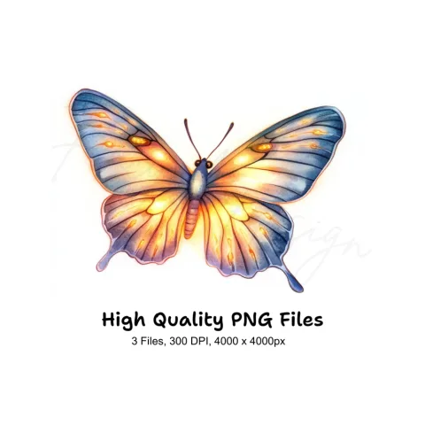 Glowing Fantasy Butterfly Clipart Bundle