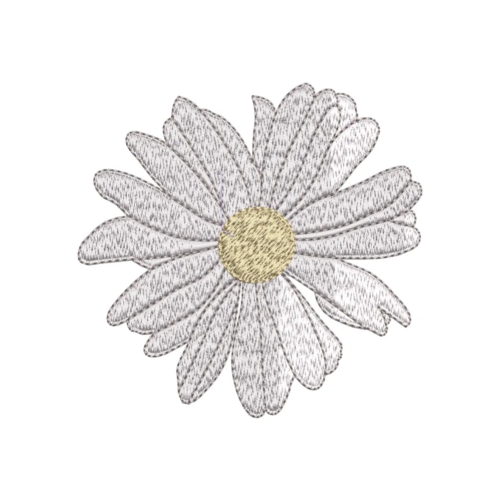 White Random Embroidery Design