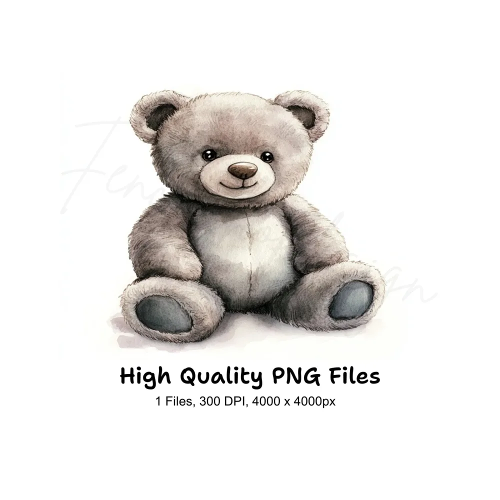 Charming Grey Teddy Bear Clipart Bundle