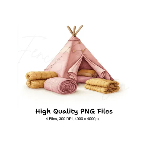 Cozy Pink Teepee Clipart Bundle