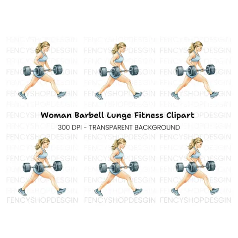 Strong Woman Lifting Barbell Clipart Bundle