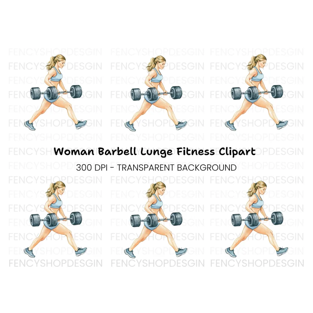 Strong Woman Lifting Barbell Clipart Bundle