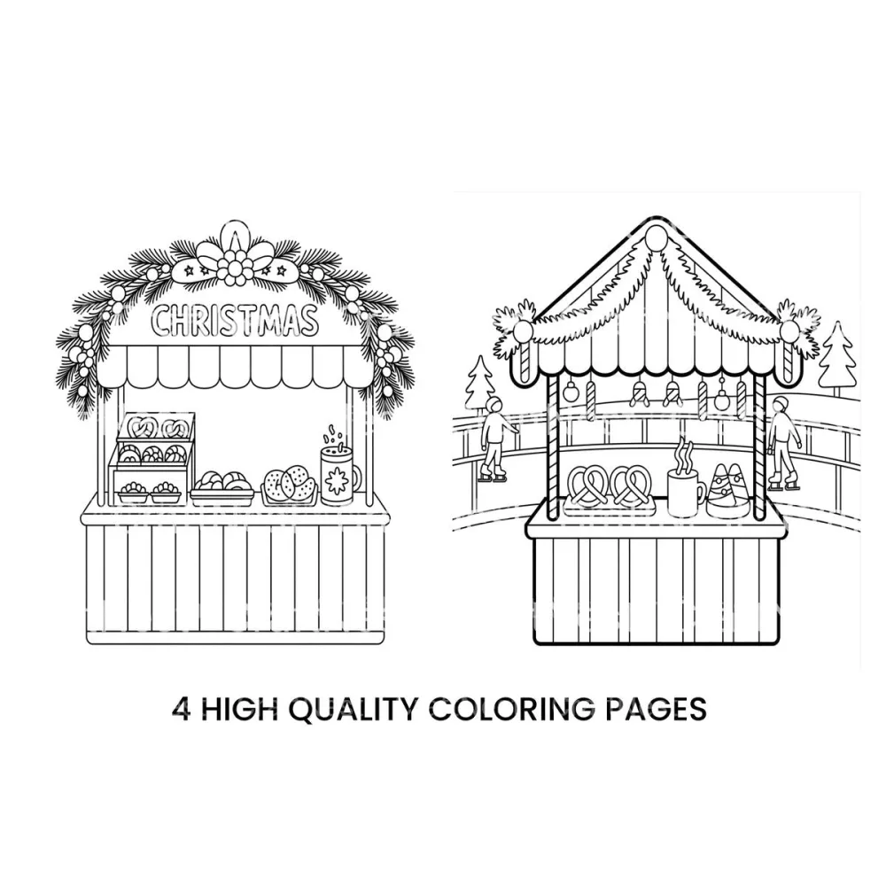 Christmas Market Stalls Coloring Books
