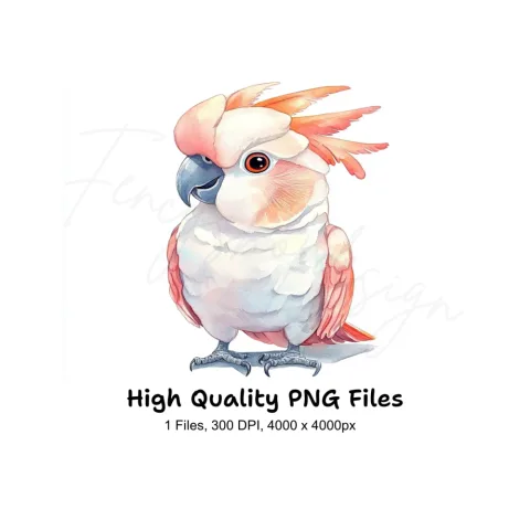 Cute Pink Cockatoo Clipart Bundle