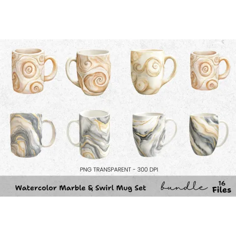 Marble Swirl Clipart Bundle