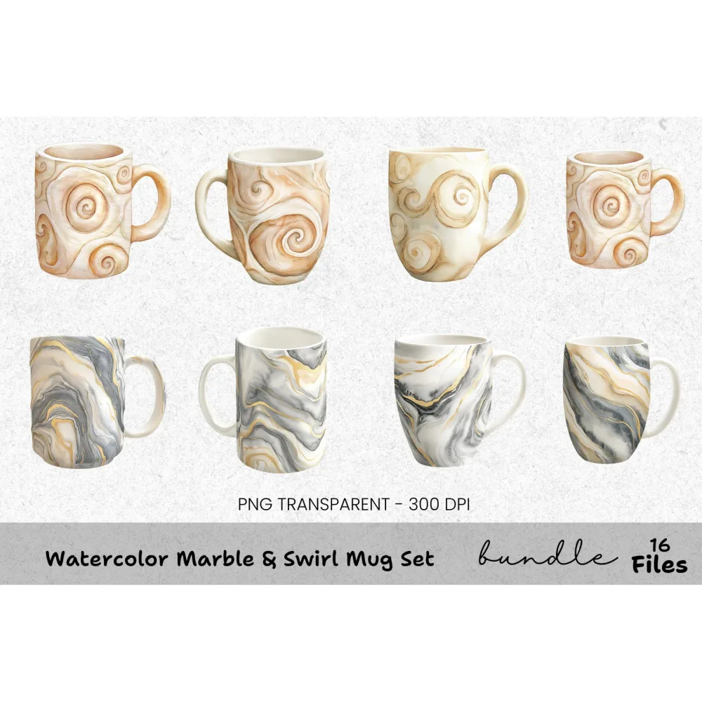 Marble Swirl Clipart Bundle