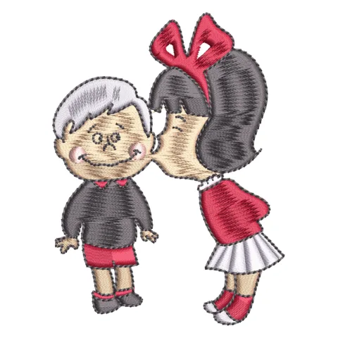 Kissing Embroidery Design