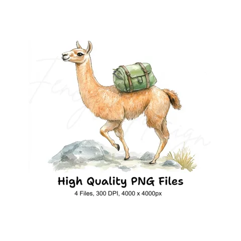 Llama Hiking Adventure Clipart Bundle