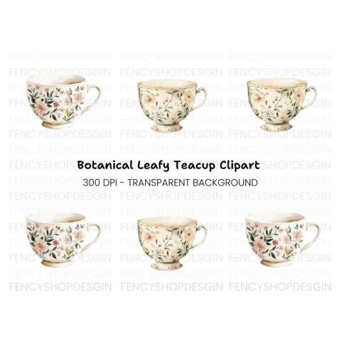 Delicate Teacups Clipart Bundle