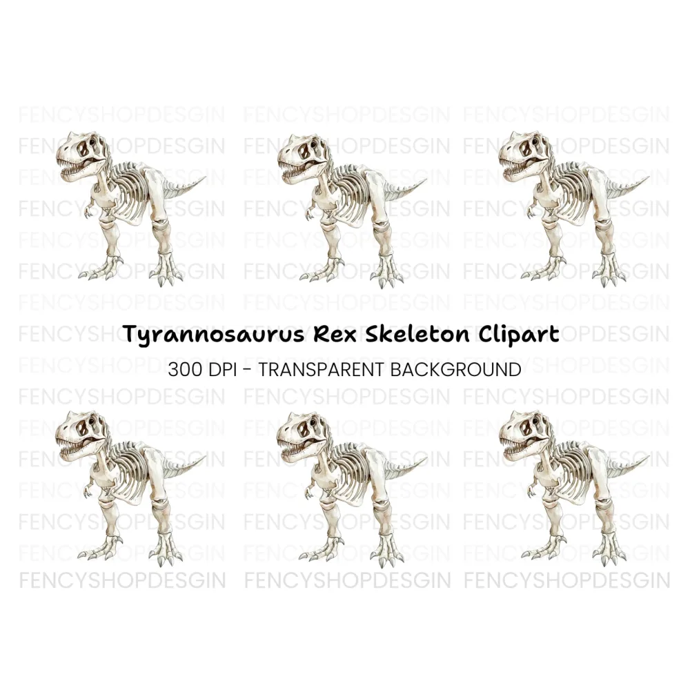 Rex Dinosaur Skeleton Clipart Bundle