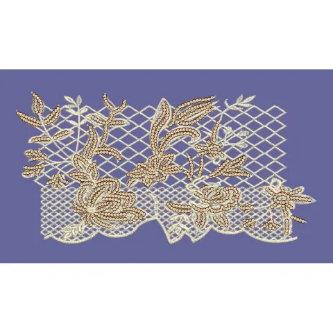 Floral Lace Sequin Border Embroidery Design
