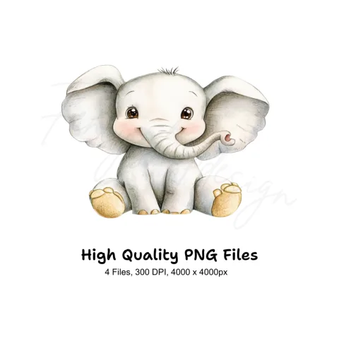 Baby Elephant Clipart Bundle