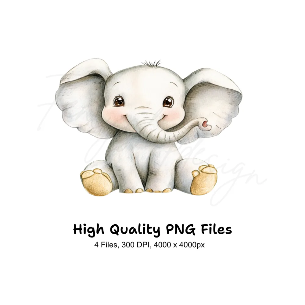 Baby Elephant Clipart Bundle