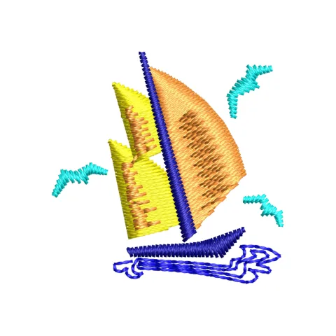River Boat Embroidery Design