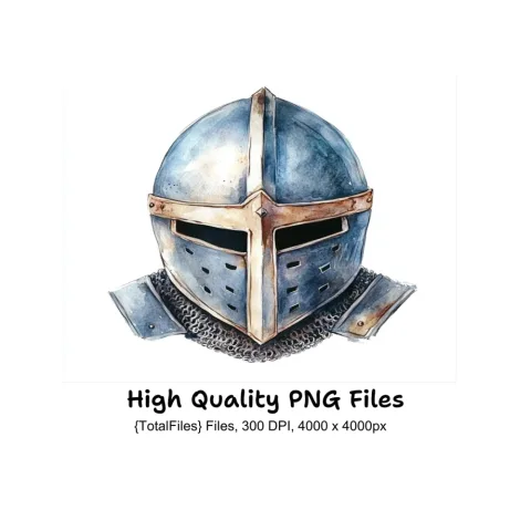 Medieval Knight Helmets Clipart Bundle