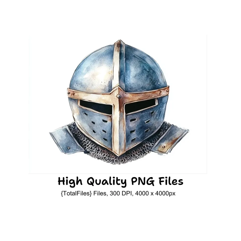 Medieval Knight Helmets Clipart Bundle