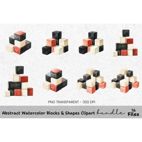 Abstract Blocks Shapes Clipart Bundle