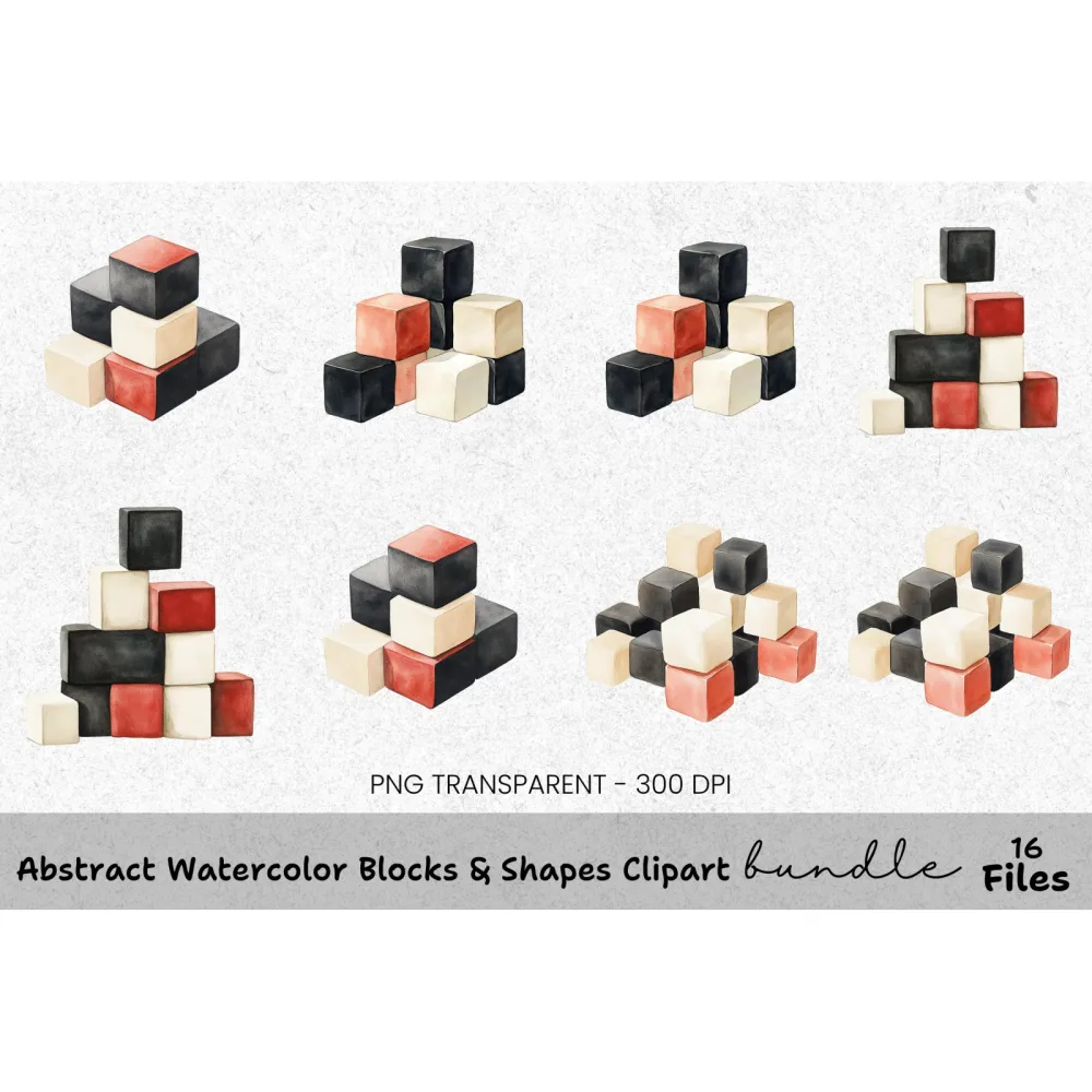 Abstract Blocks Shapes Clipart Bundle