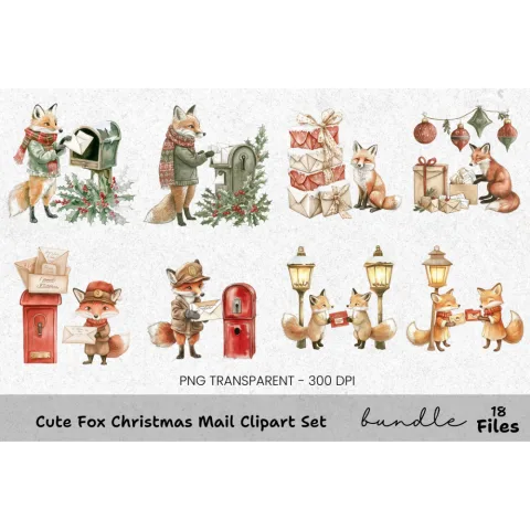 Charming Fox Mail Delivery Clipart Bundle