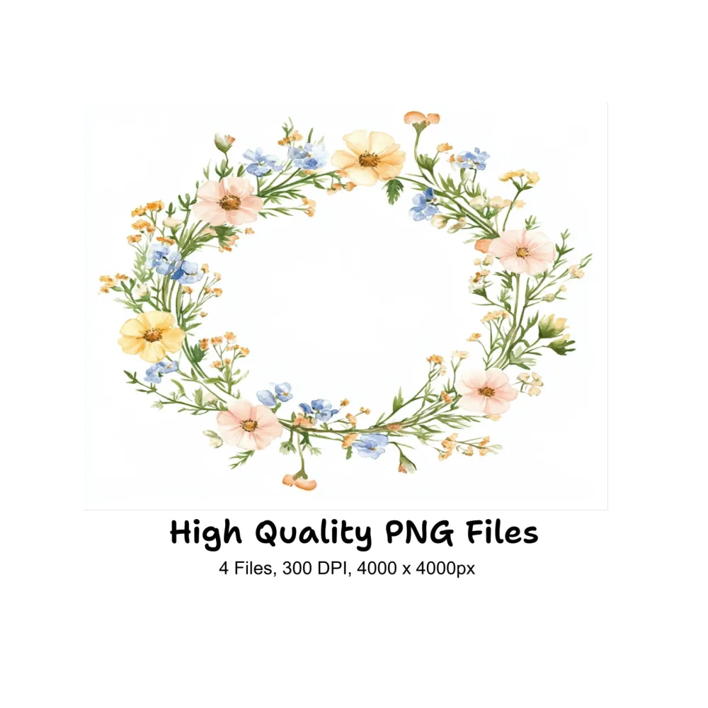 Pastel Floral Wreaths Clipart Bundle