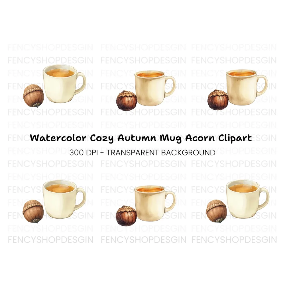 Autumn Coffee and Acorn Clipart Bundle