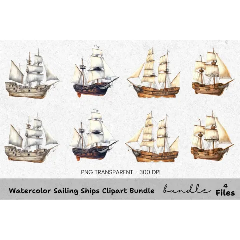 Sailing Ships Clipart Bundle