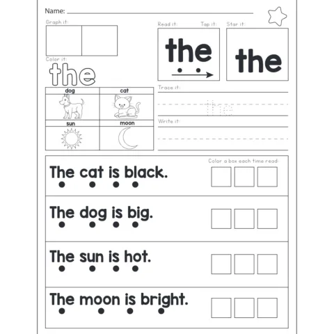 Science of Reading Sight Words Fluency Worksheets