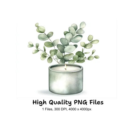 Eucalyptus Candle Clipart Bundle
