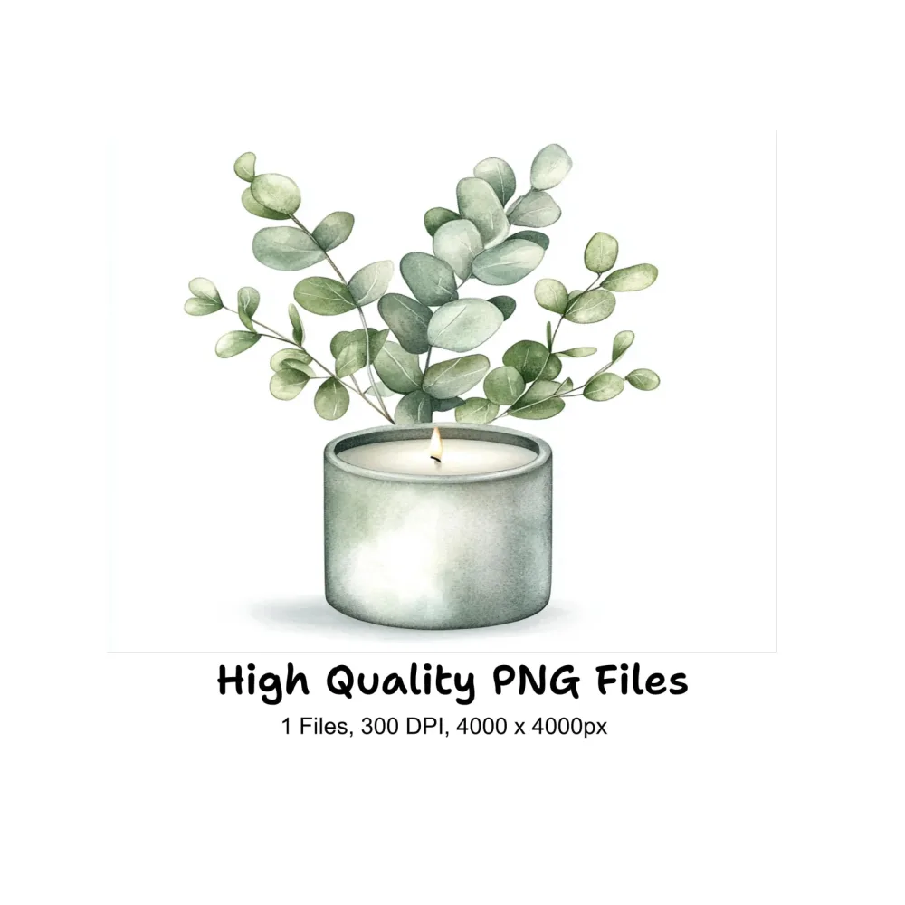 Eucalyptus Candle Clipart Bundle