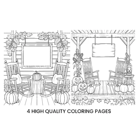 Autumn Porch Scene Coloring Books