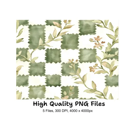 Gingham Floral Patterns Clipart Bundle