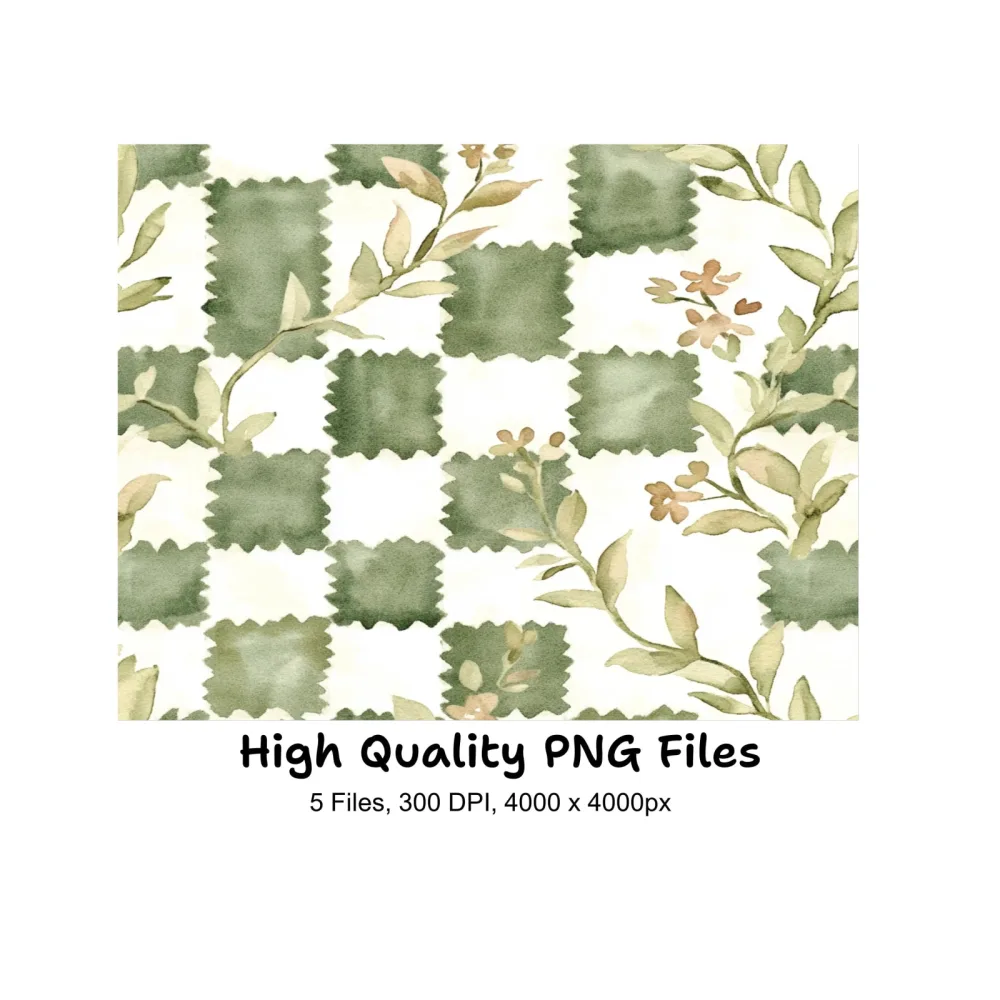 Gingham Floral Patterns Clipart Bundle