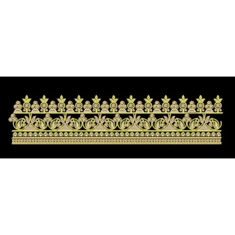 Paisley Gold Traditional Ornamental Border Embroidery Design