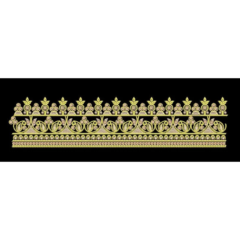 Paisley Gold Traditional Ornamental Border Embroidery Design