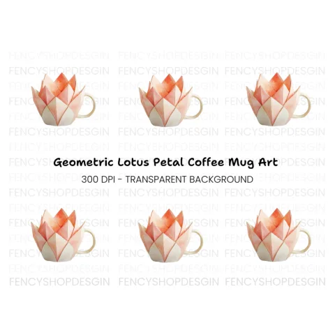 Elegant Lotus Teacup Clipart Bundle
