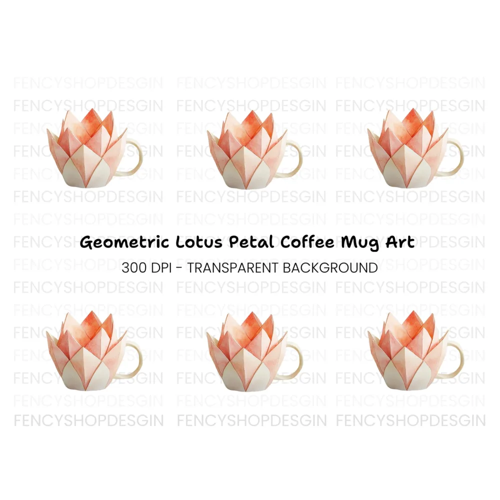 Elegant Lotus Teacup Clipart Bundle