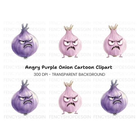 Angry Purple Onion Clipart Bundle