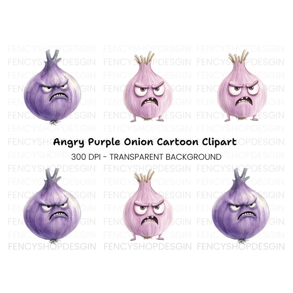 Angry Purple Onion Clipart Bundle