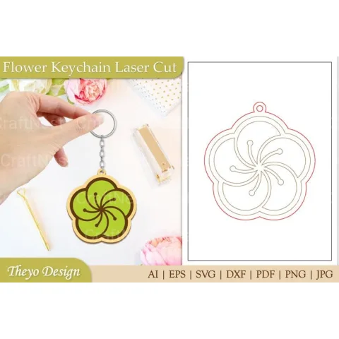Flower Keychain SVG Bundle