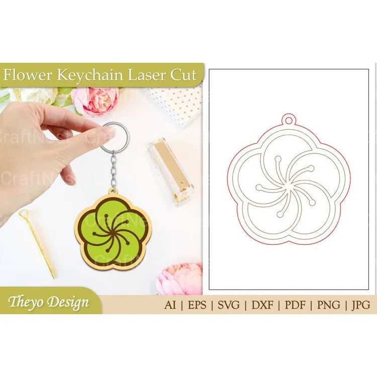 Flower Keychain SVG Bundle