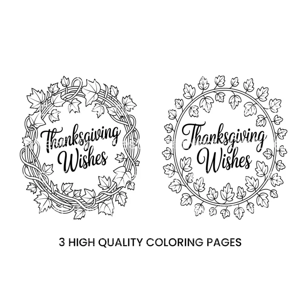 Thanksgiving Wishes Wreath Coloring Books