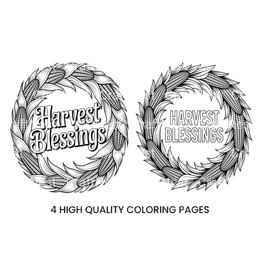 Harvest Blessings Corn Wreath Coloring Books