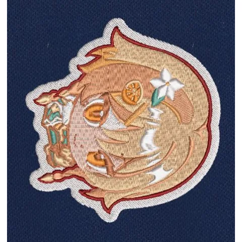 Anime Girl Badge Orange Embroidery Design