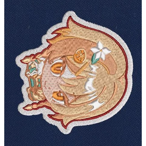 Anime Girl Badge Orange Embroidery Design