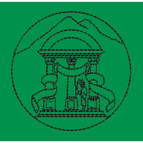 Temple With Mountains Embroidery Design