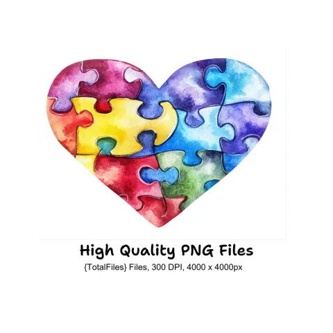 Puzzle Heart Clipart Bundle