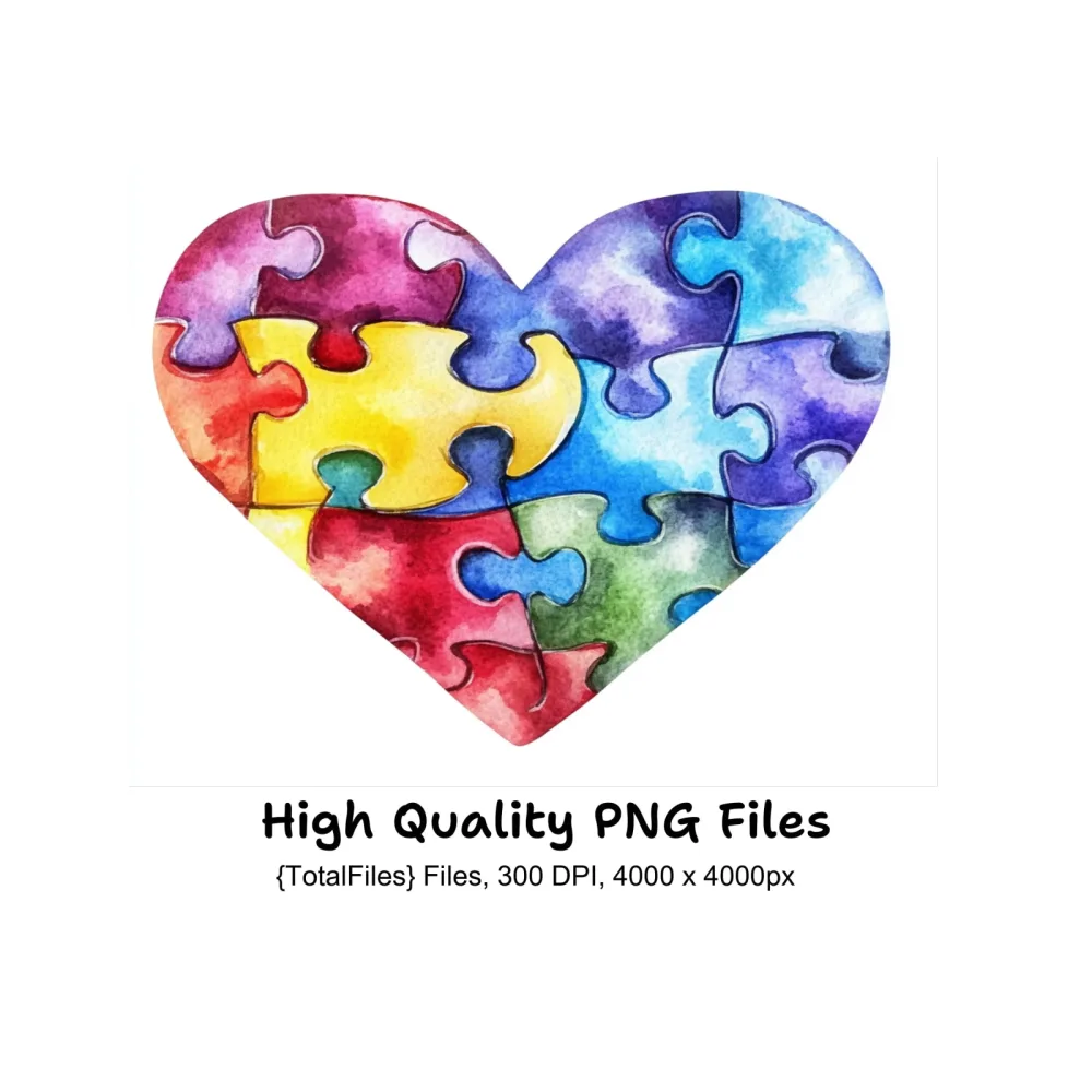 Puzzle Heart Clipart Bundle
