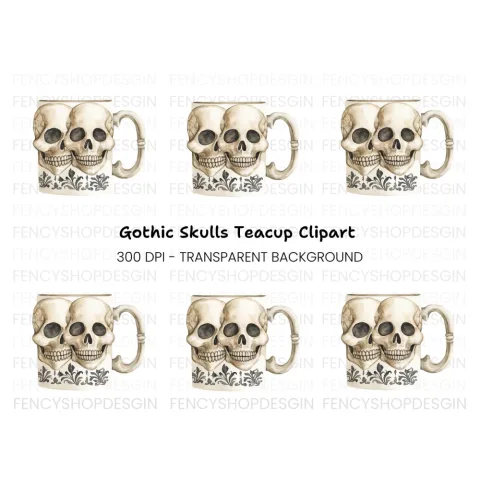 Skull Halloween Decor Clipart Bundle