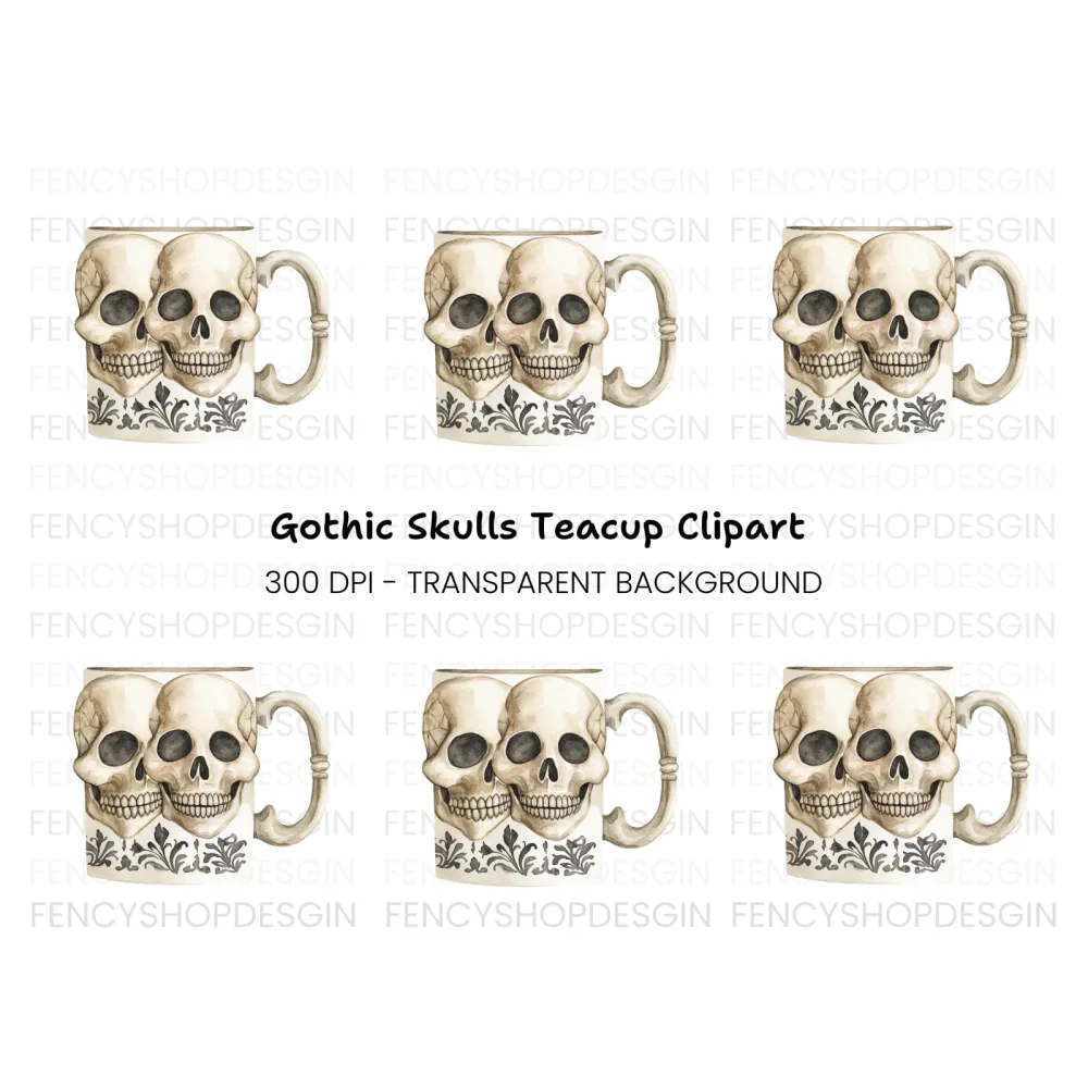 Skull Halloween Decor Clipart Bundle